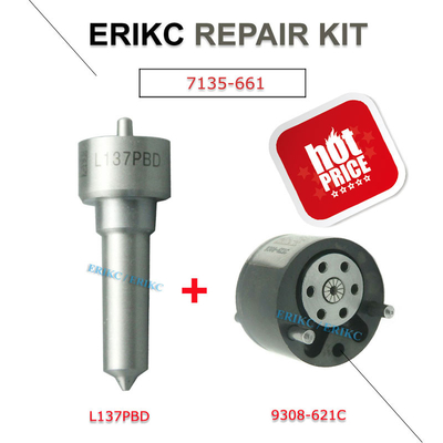 China ERIKC 7135-661 fuel injector repair kits set L137PBD + 9308-621C valve and nozzle 9308 621c for EJBR02901D EJBR03701D supplier