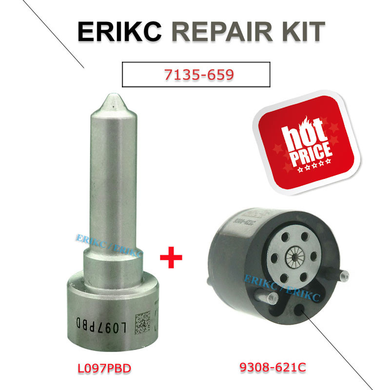 ERIKC 7135-659 diesel engien injector control valve 9308-621C nozzle L097PBD repair kit DSLA 150 FL 097 and 9308 621C